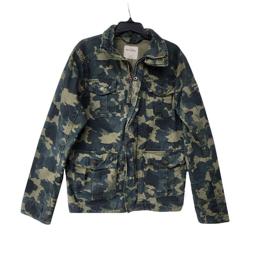 ⭐Abercrombie Size XL Kids Camouflage Military camo utility outwear Jacket Green